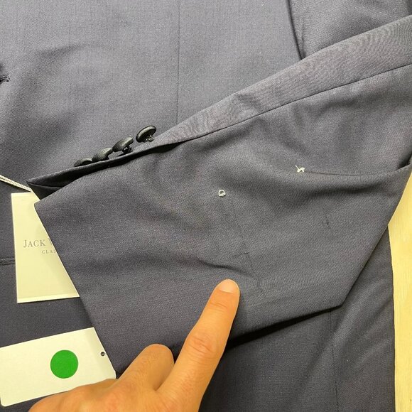 Jack Victor Men's Navy Blue Notch Lapel Two-Button Classic Blazer Jacket Size 44 - Picture 9 of 16